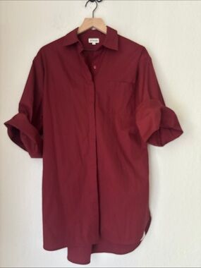 STAUD ‘Nico’ Button-Down Sangría shirt dress size small